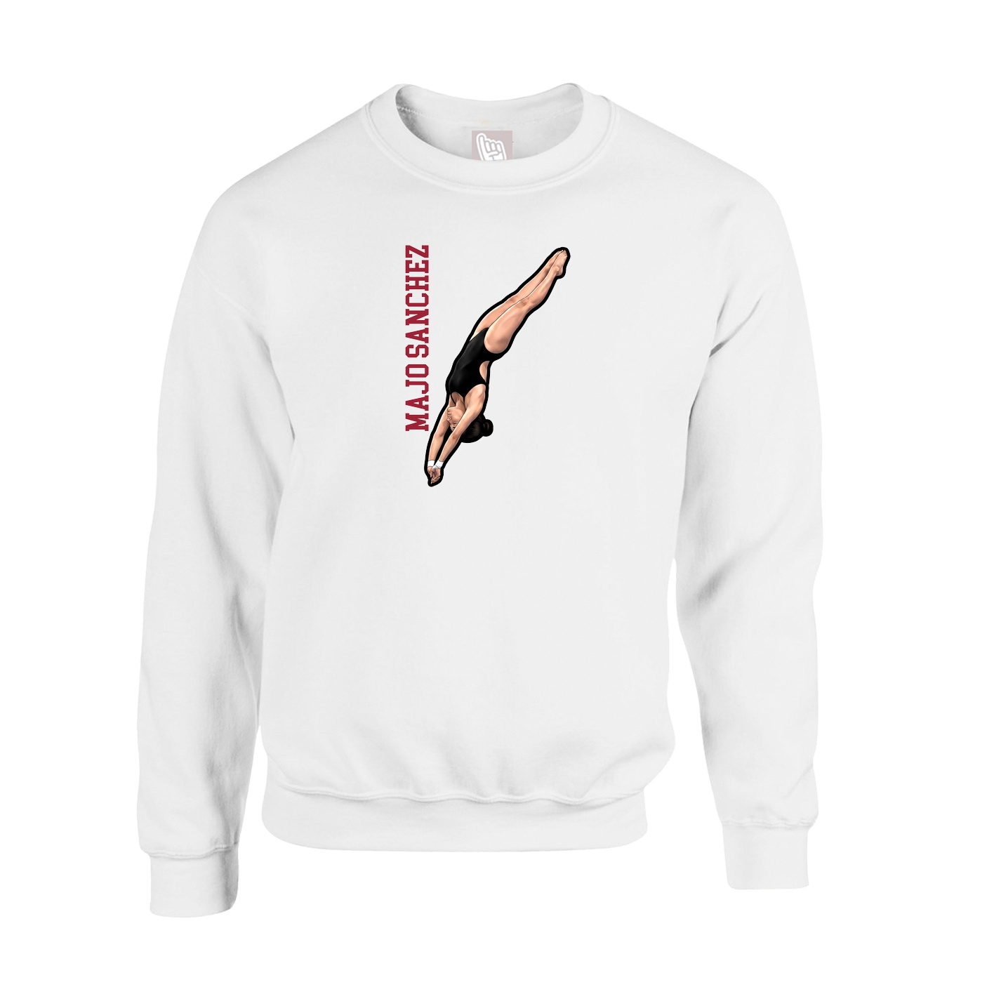 Fleece Crew — Name Vertical in White
