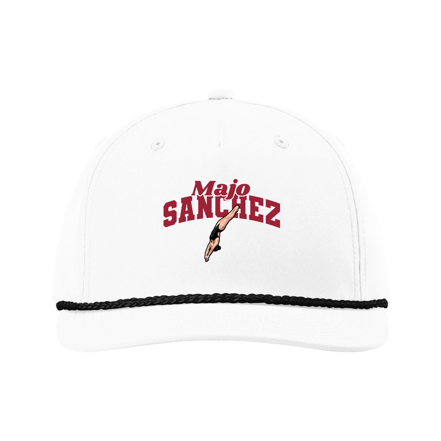 Five-Panel Classic Rope Cap — Signature Arch in White