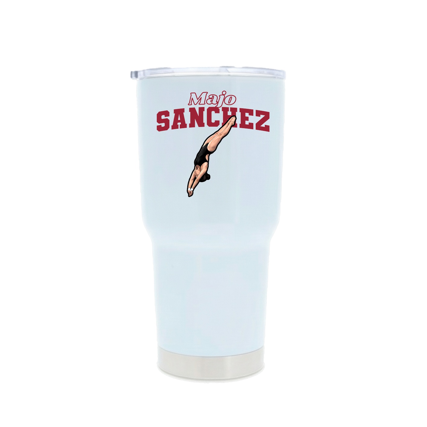 30oz Stainless Steel Tumbler — Name Arch in White