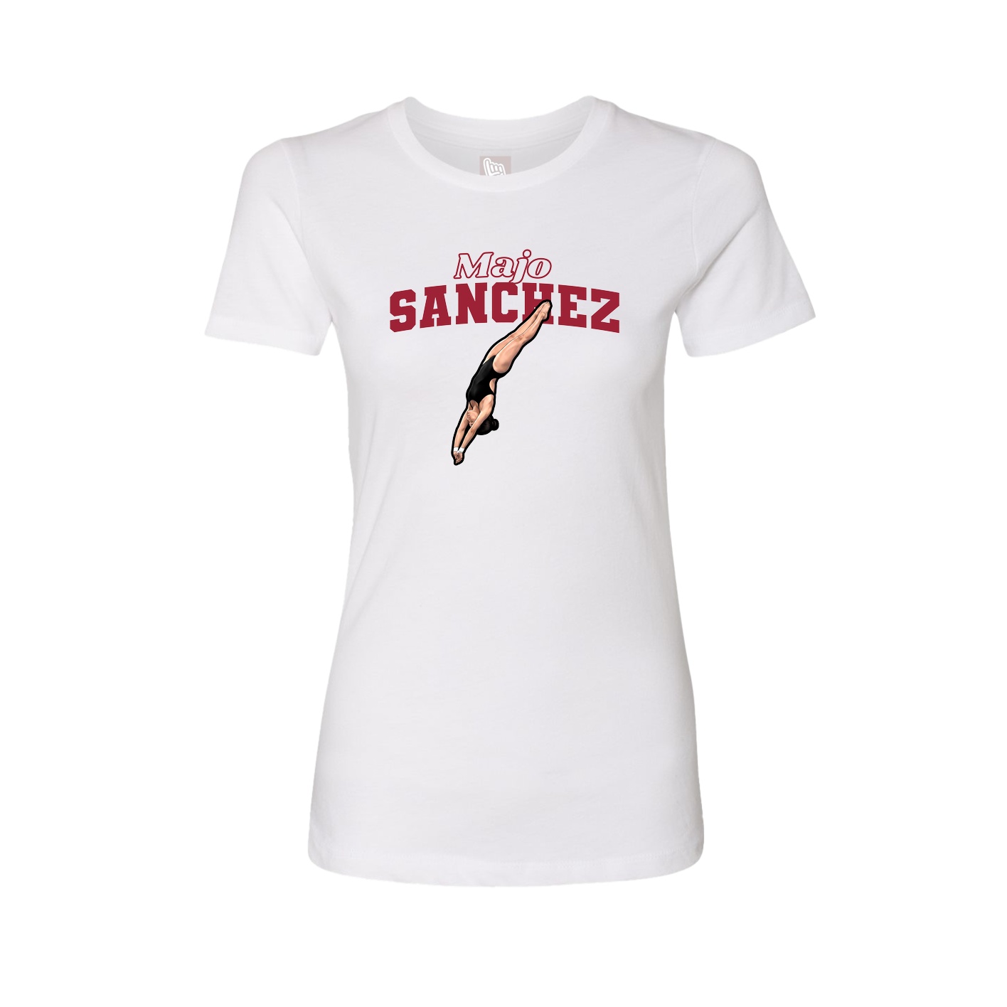 Fitted Women's Tee — Name Arch in White