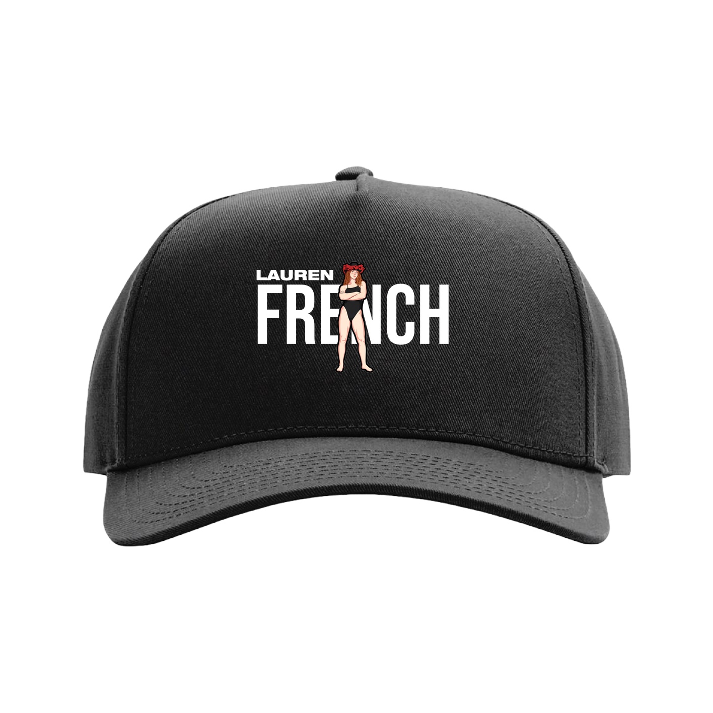Full Fabric Five-Panel Champ Cap — Player Name in Black