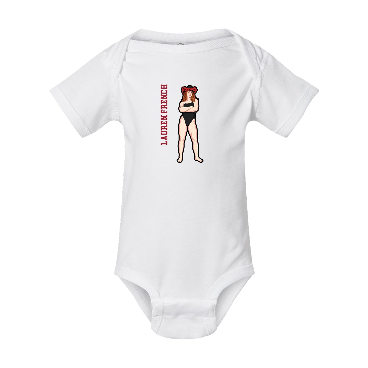 Baby Onesie — Name Vertical in White