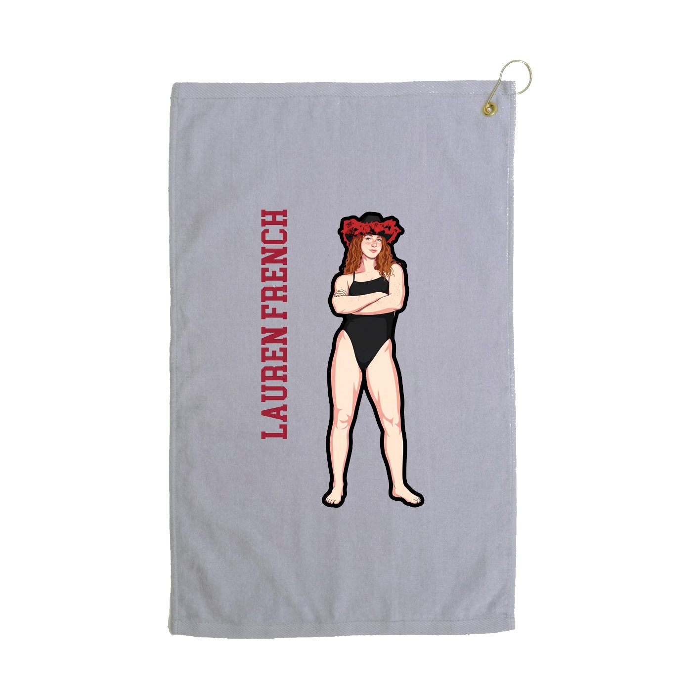 Golf Towel — Name Vertical in Grey