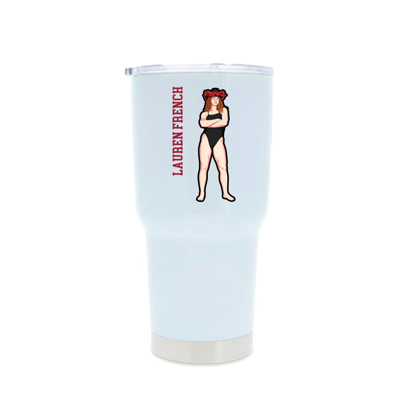 30oz Stainless Steel Tumbler — Name Vertical in White