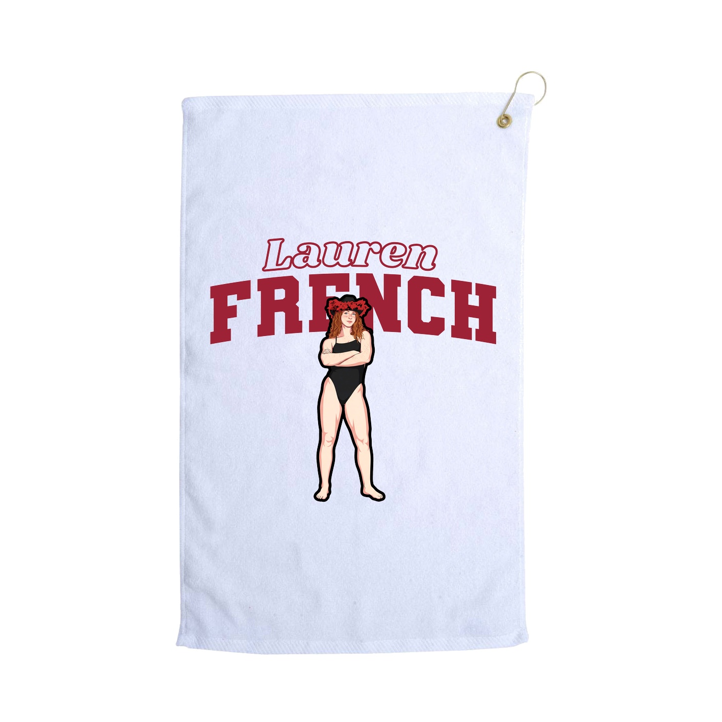 Golf Towel — Name Arch in White
