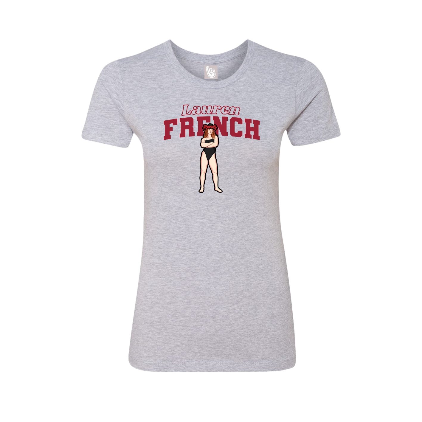 Fitted Women's Tee — Name Arch in Grey