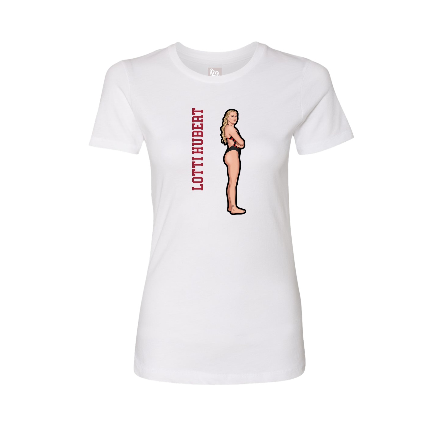 Fitted Women's Tee — Name Vertical in White