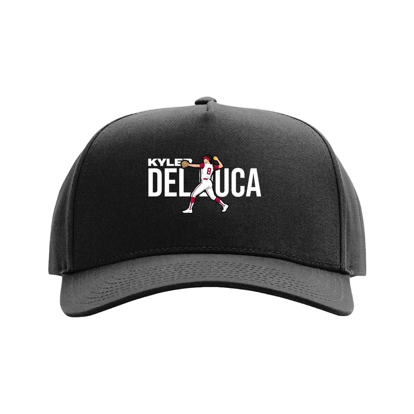 Full Fabric Five-Panel Champ Cap — Player Name in Black