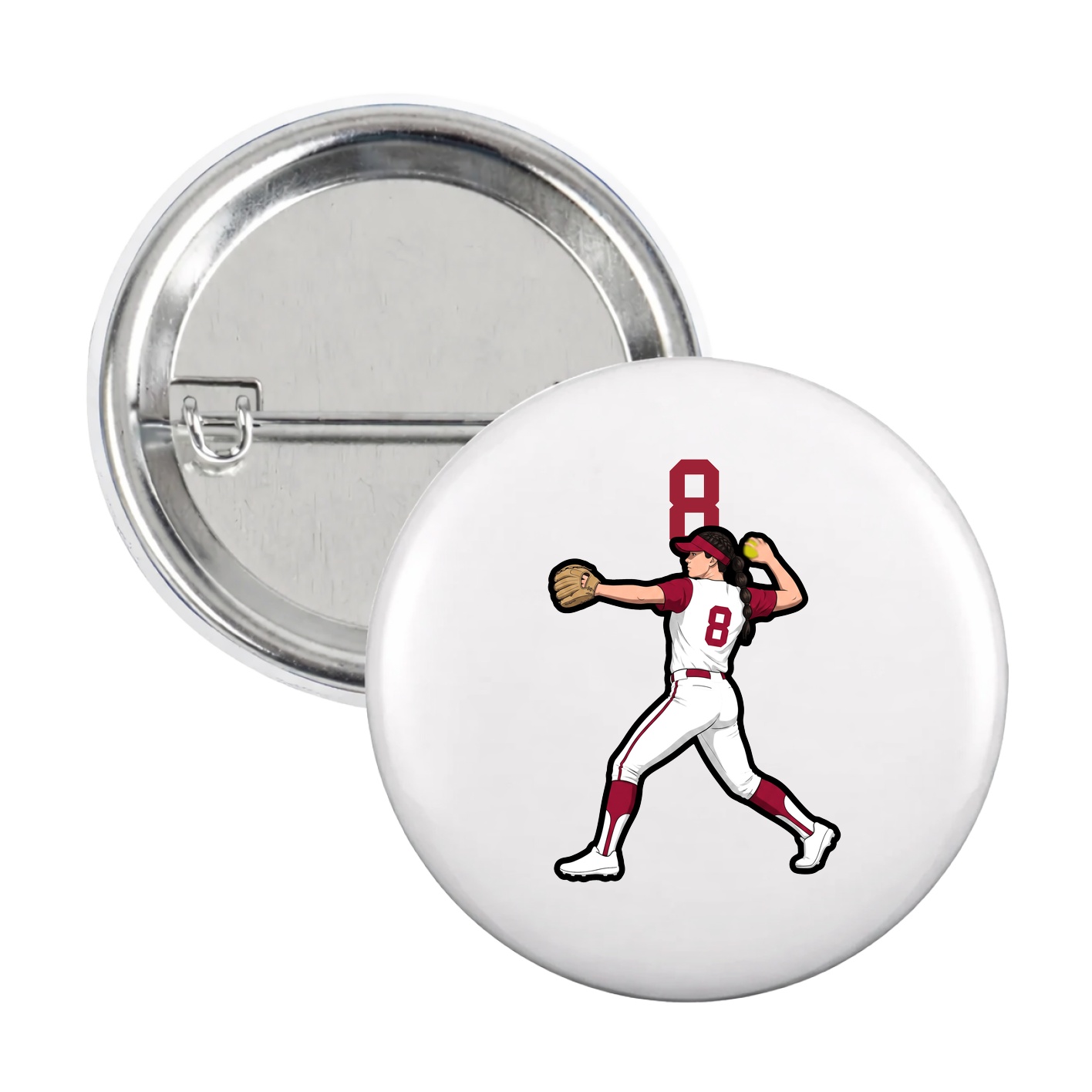 Game Day Button — Number Top in White