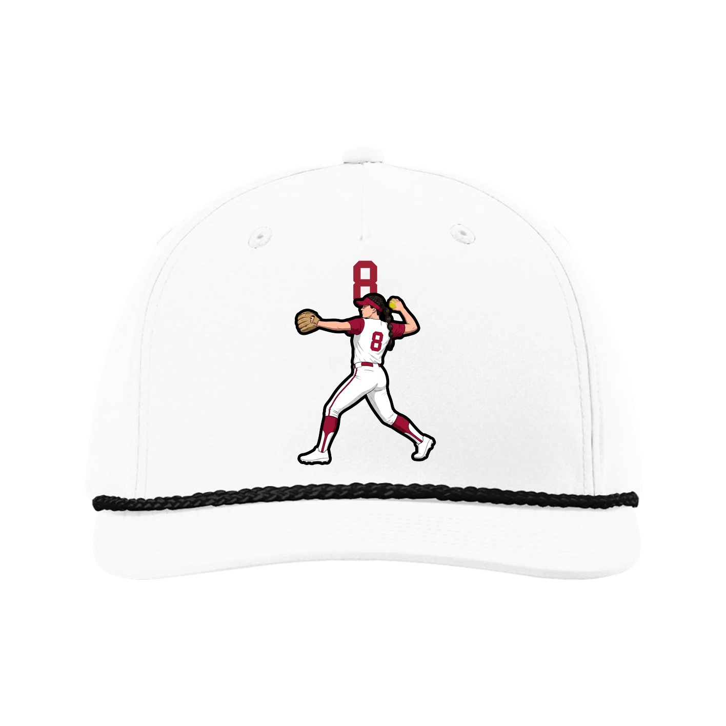 Five-Panel Classic Rope Cap — Number Top in White