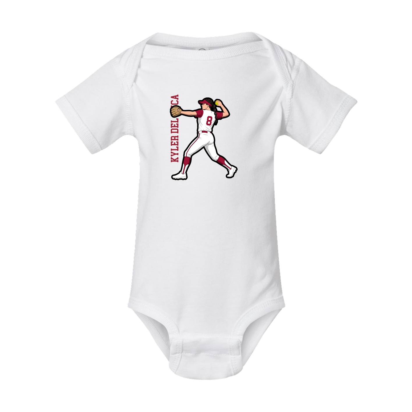 Baby Onesie — Name Vertical in White