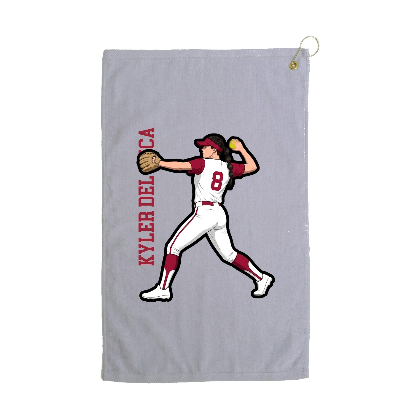 Golf Towel — Name Vertical in Grey