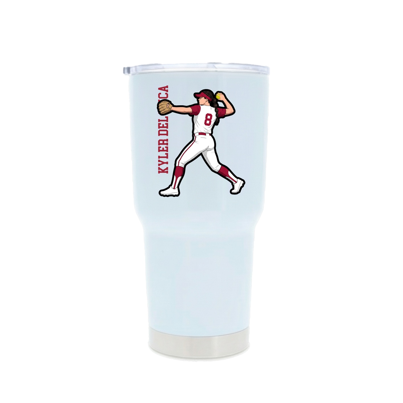 30oz Stainless Steel Tumbler — Name Vertical in White