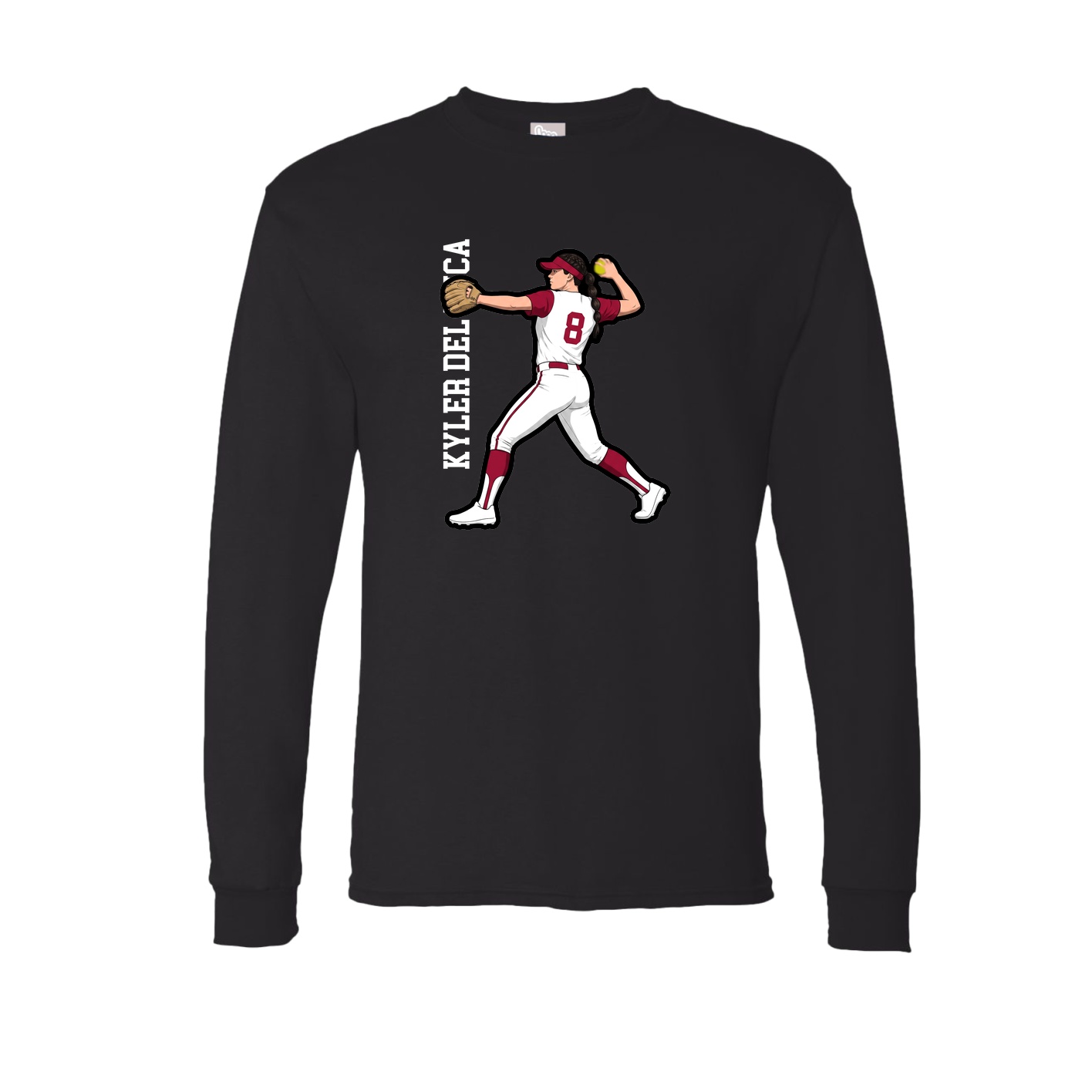 Long Sleeve Tee — Name Vertical in Black