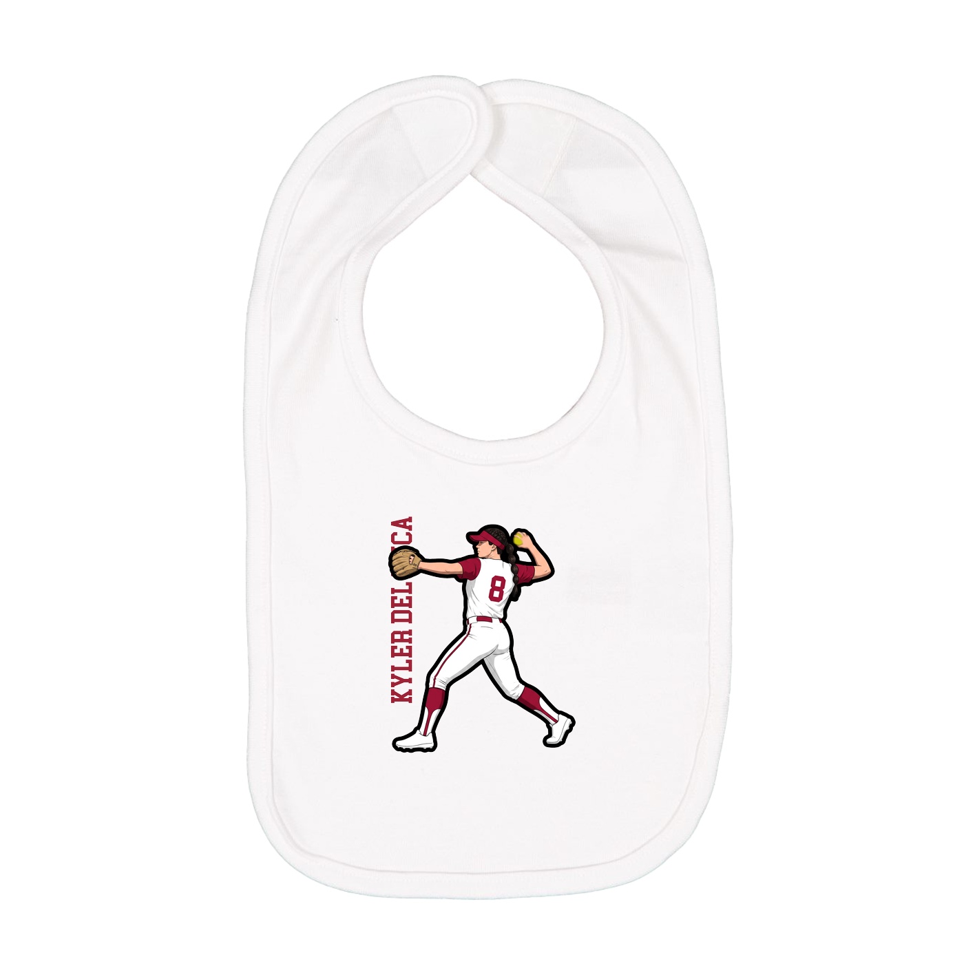 Infant Bib — Name Vertical in White