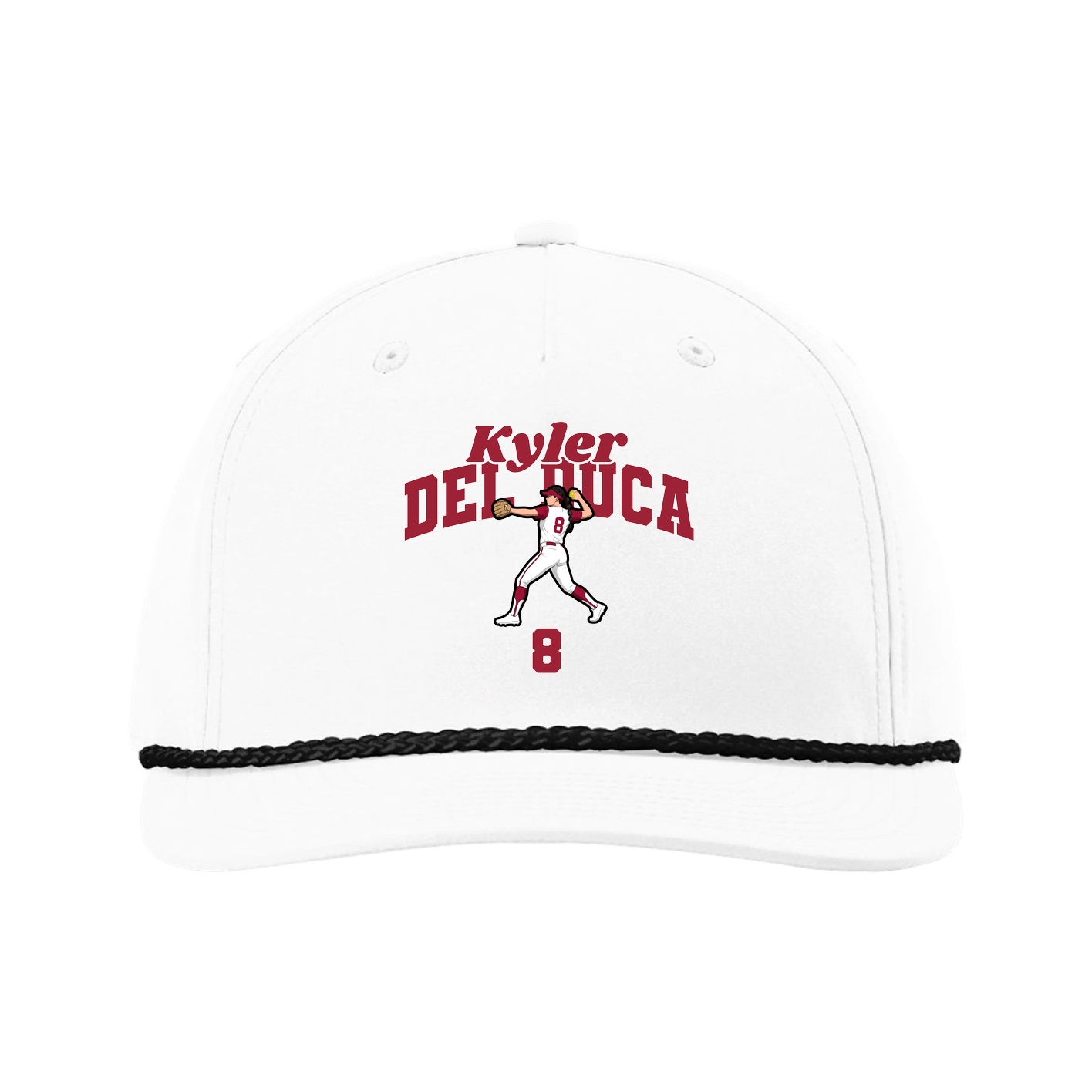Five-Panel Classic Rope Cap — Signature Arch in White