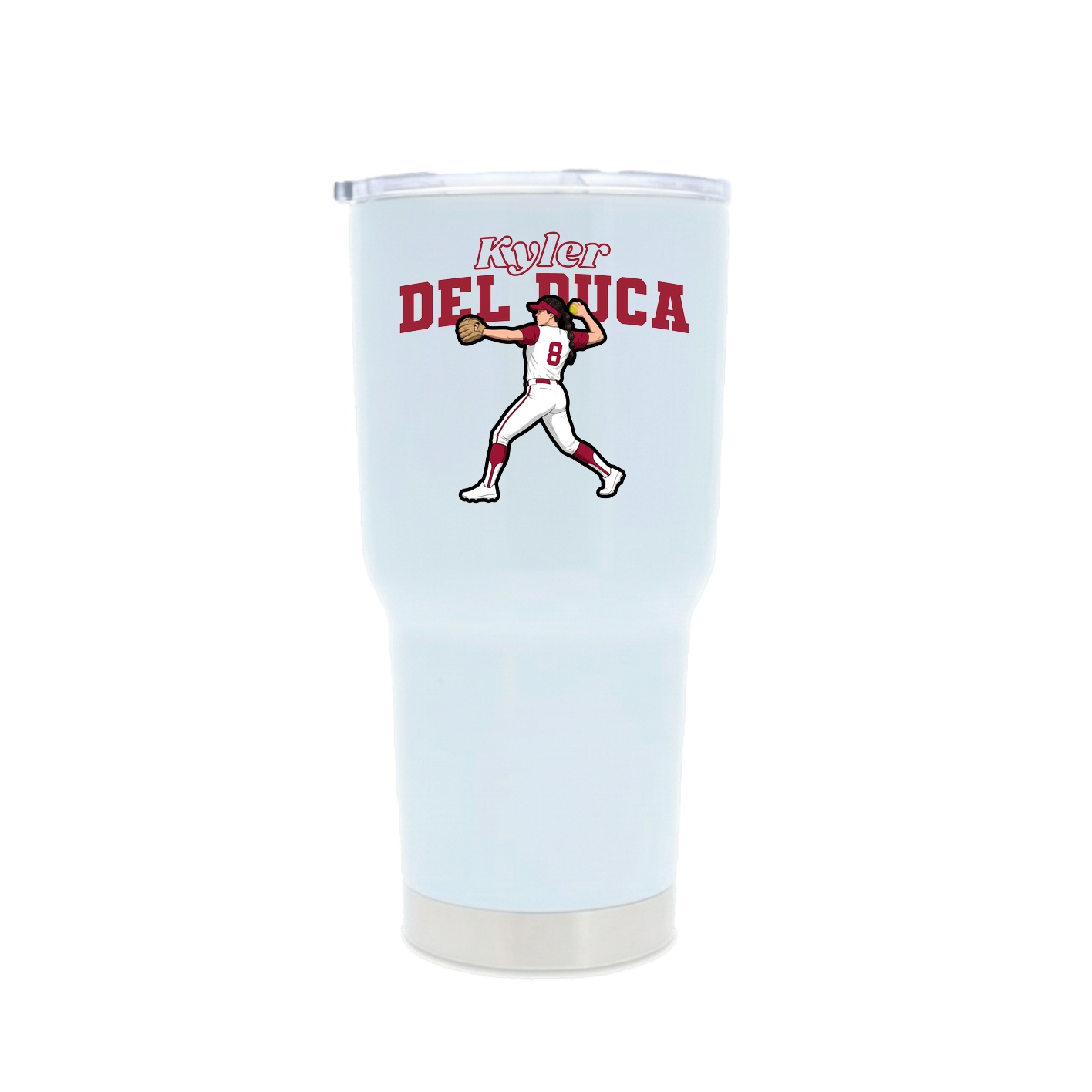 30oz Stainless Steel Tumbler — Name Arch in White