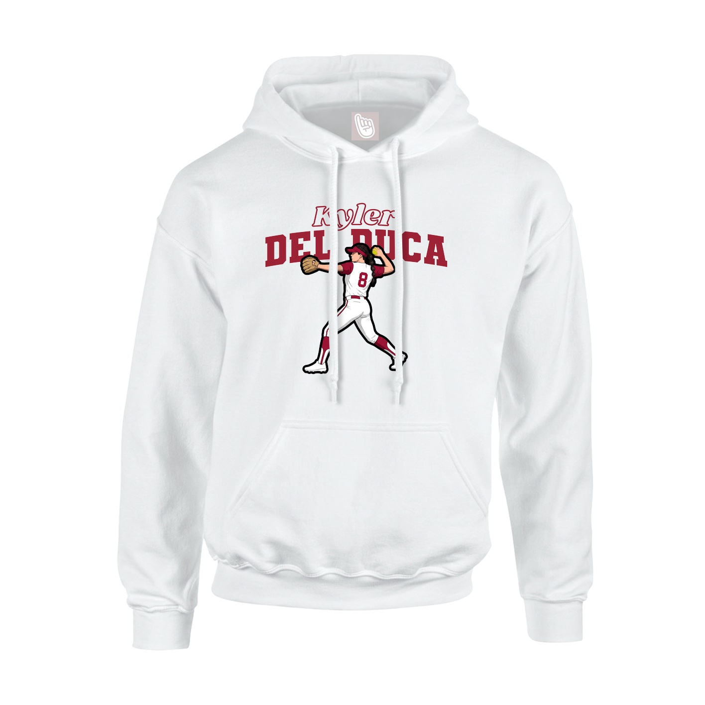 Youth Hoodie — Name Arch in White