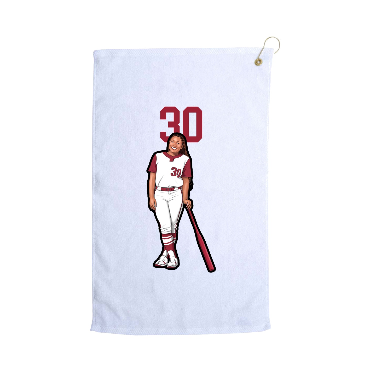 Golf Towel — Number Top in White