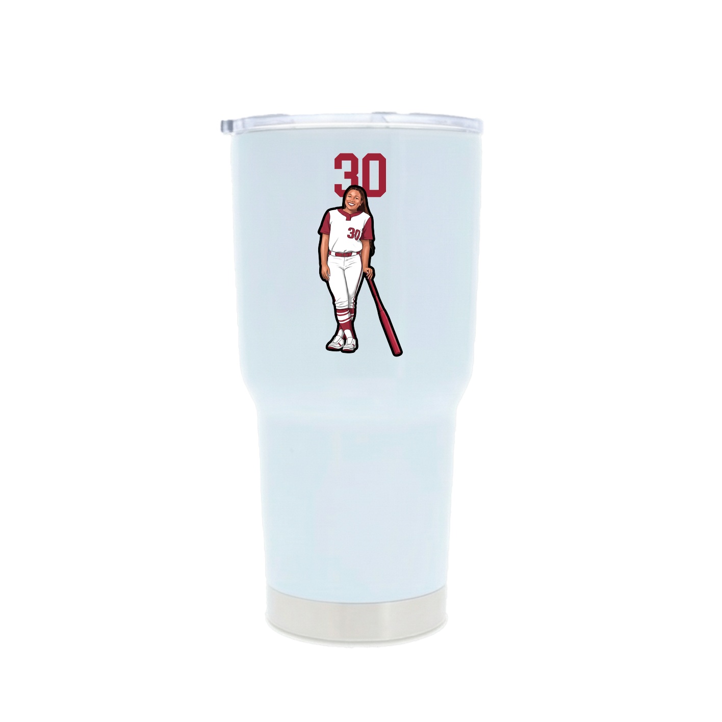 30oz Stainless Steel Tumbler — Number Top in White
