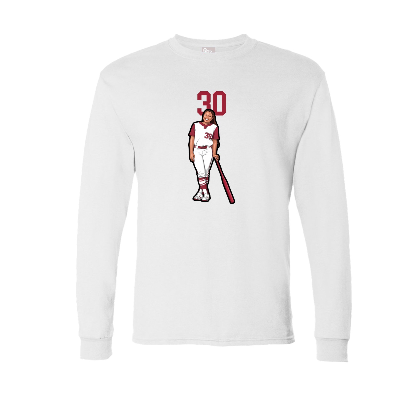 Long Sleeve Tee — Number Top in White