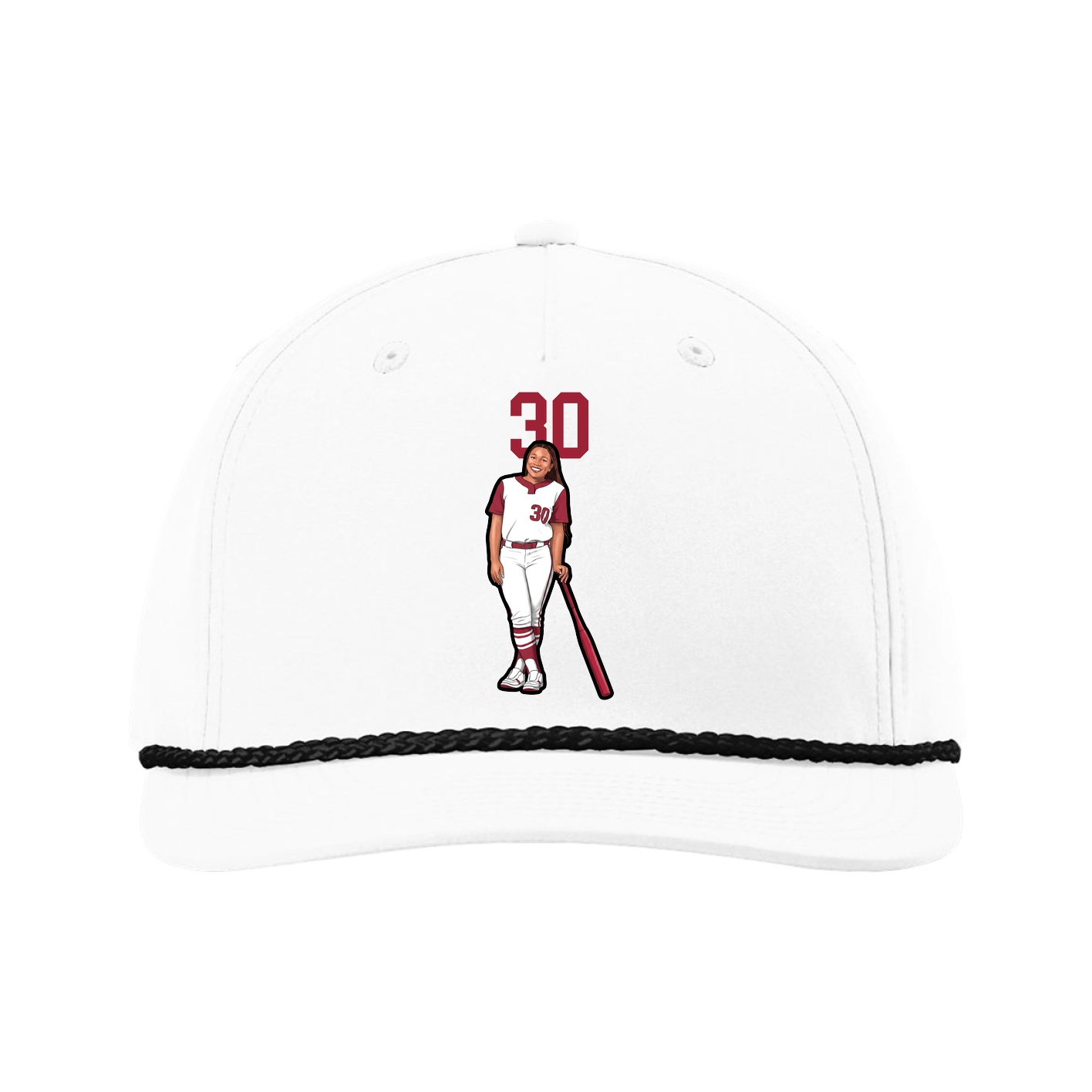 Five-Panel Classic Rope Cap — Number Top in White