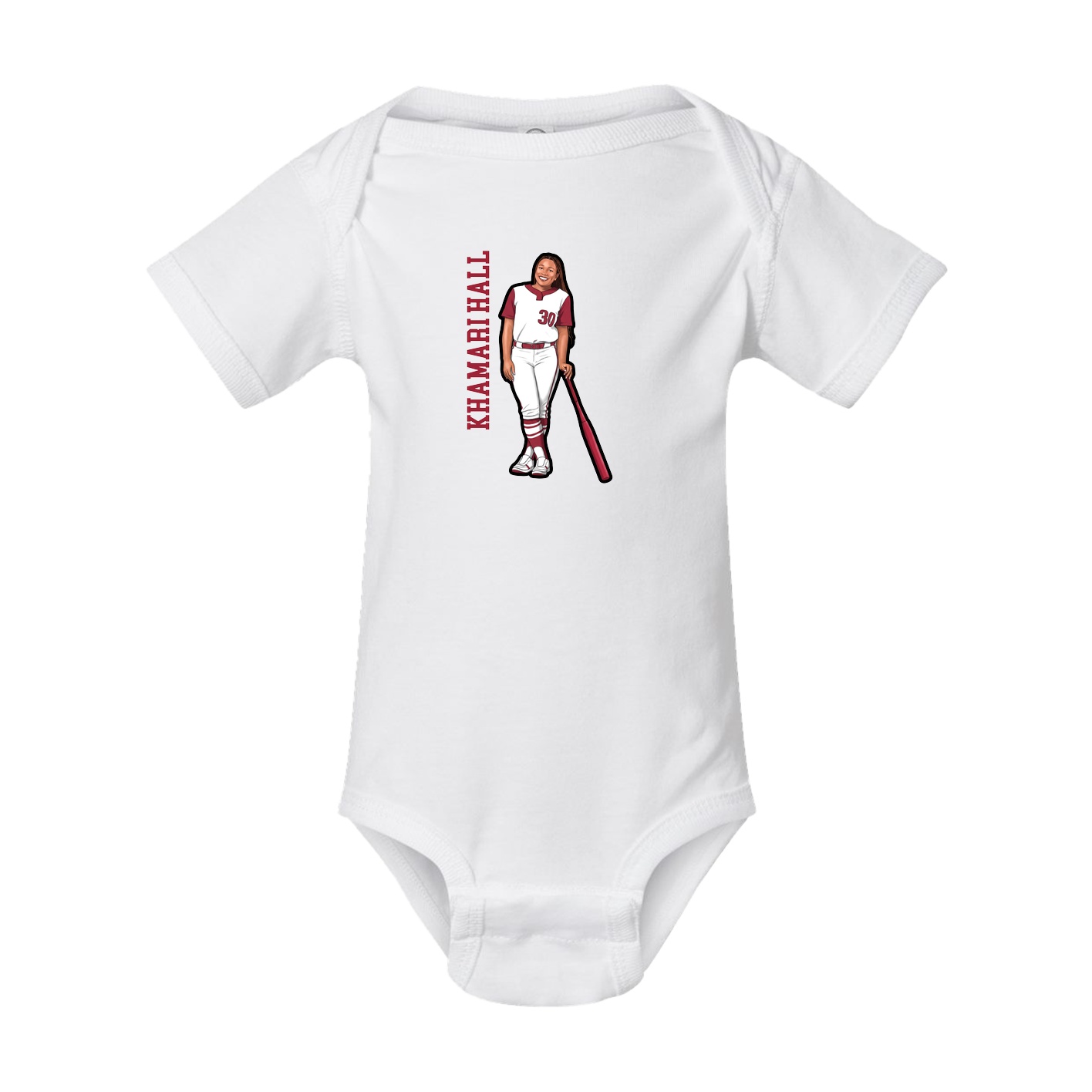 Baby Onesie — Name Vertical in White