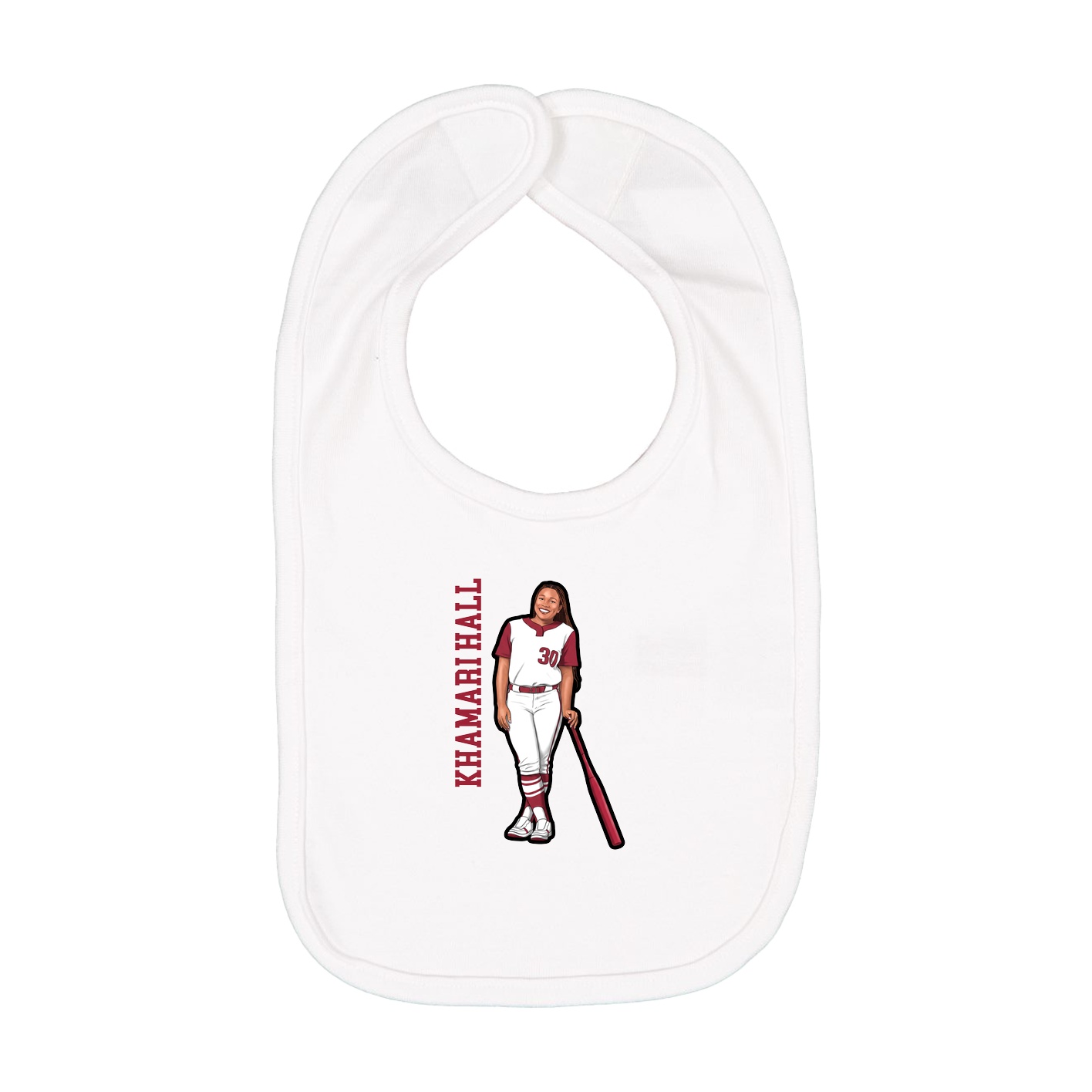 Infant Bib — Name Vertical in White