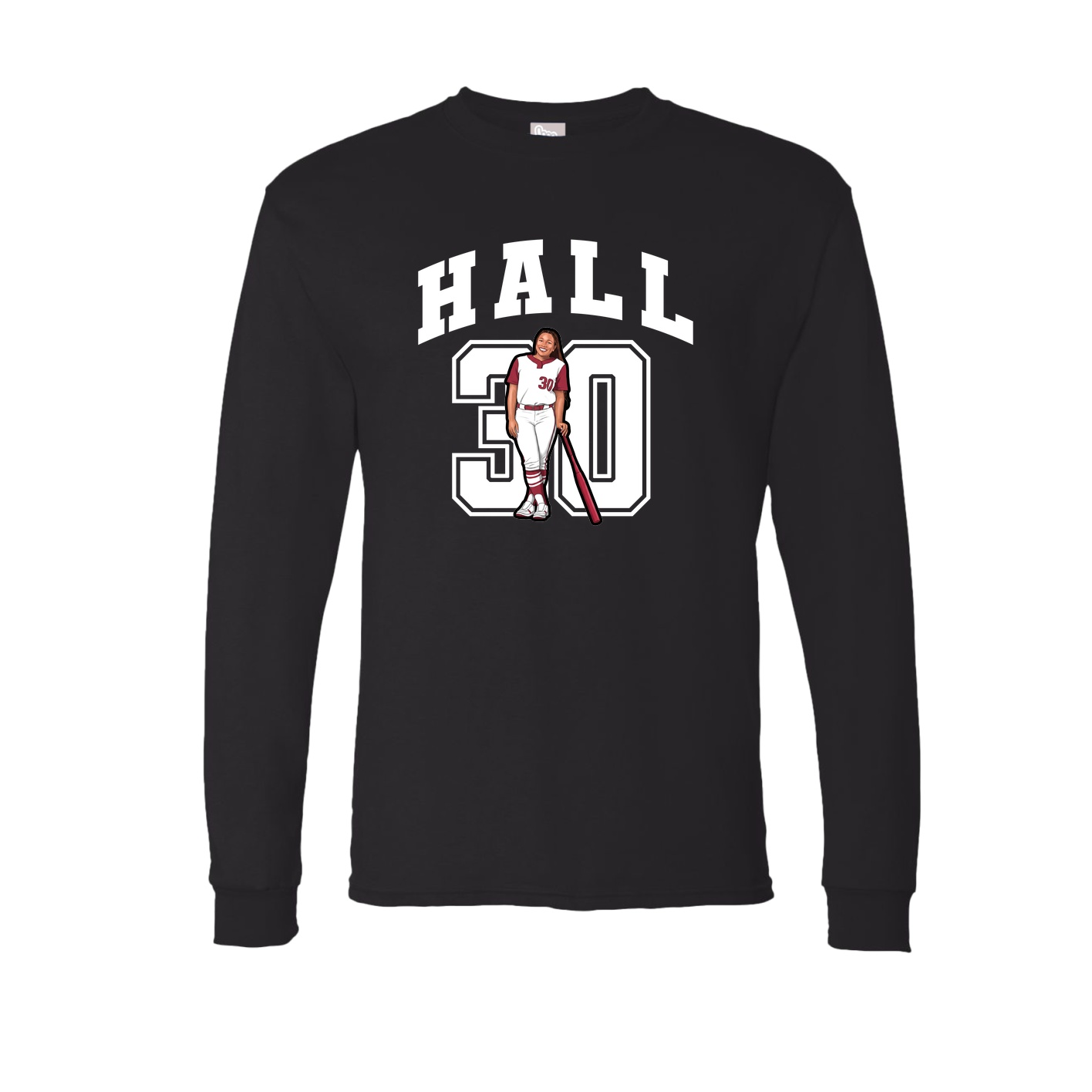 Long Sleeve Tee — Number in Black