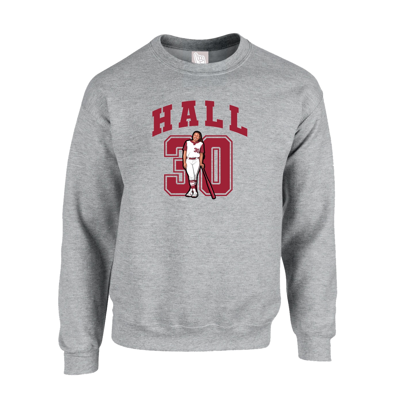 Fleece Crew — Number in Grey