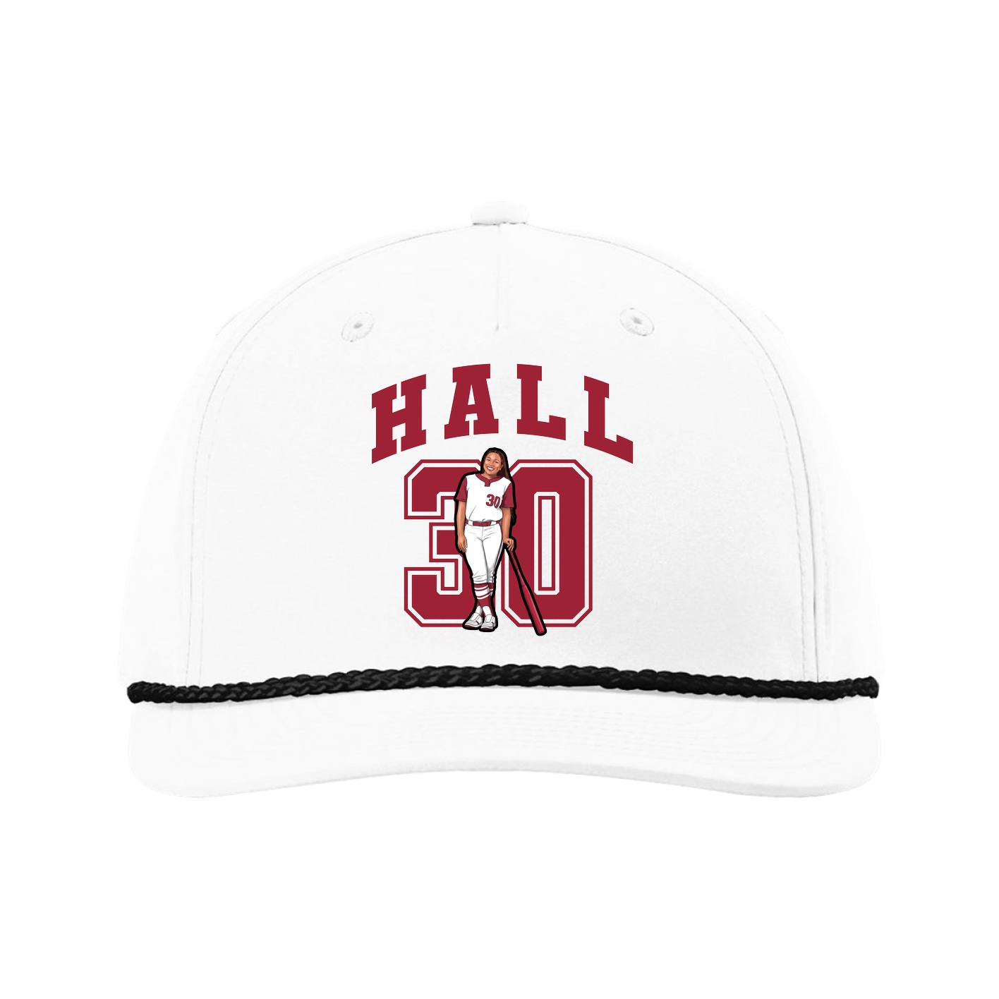 Five-Panel Classic Rope Cap — Number in White