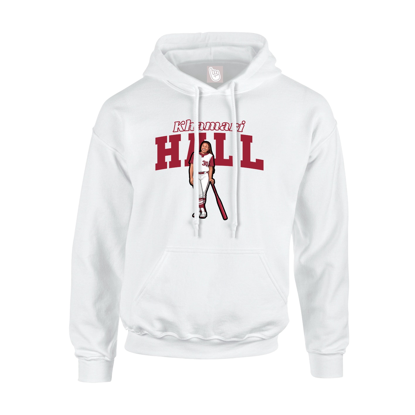 Youth Hoodie — Name Arch in White