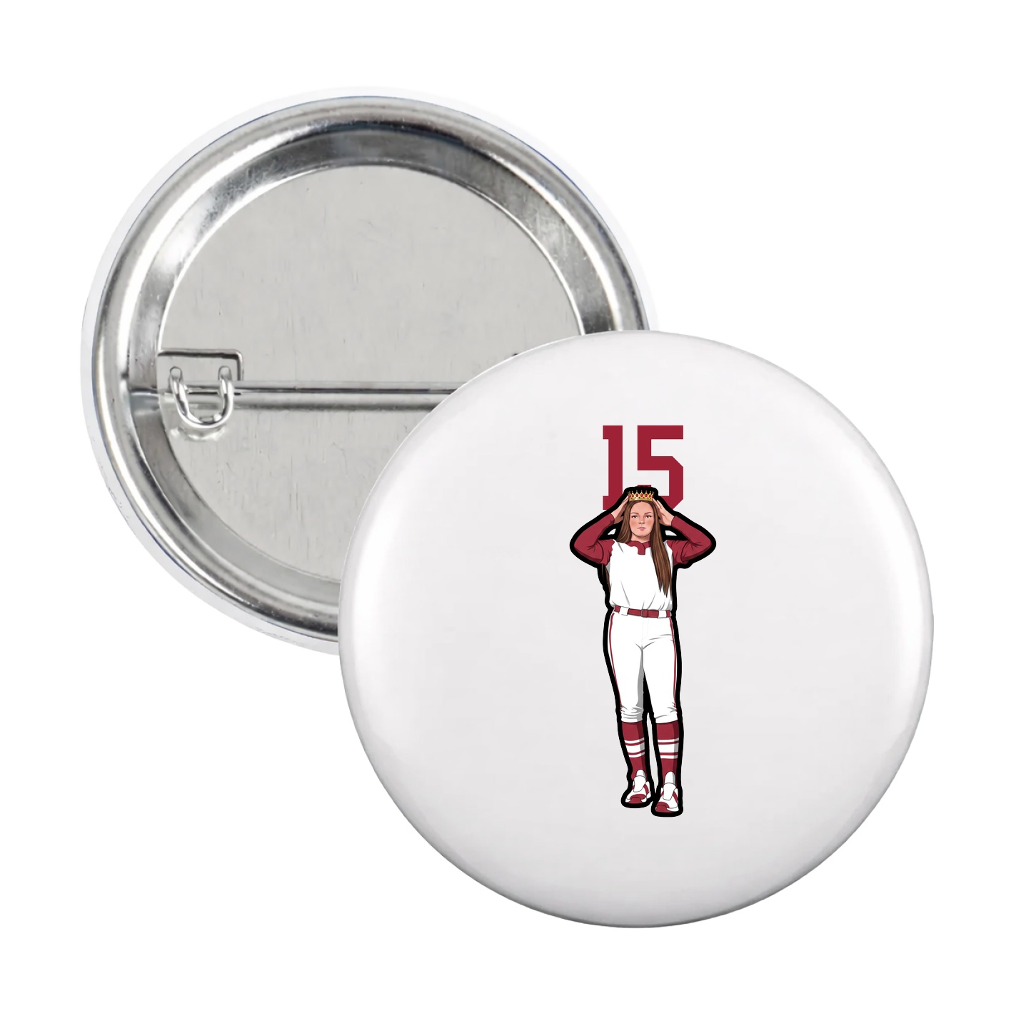 Game Day Button — Number Top in White
