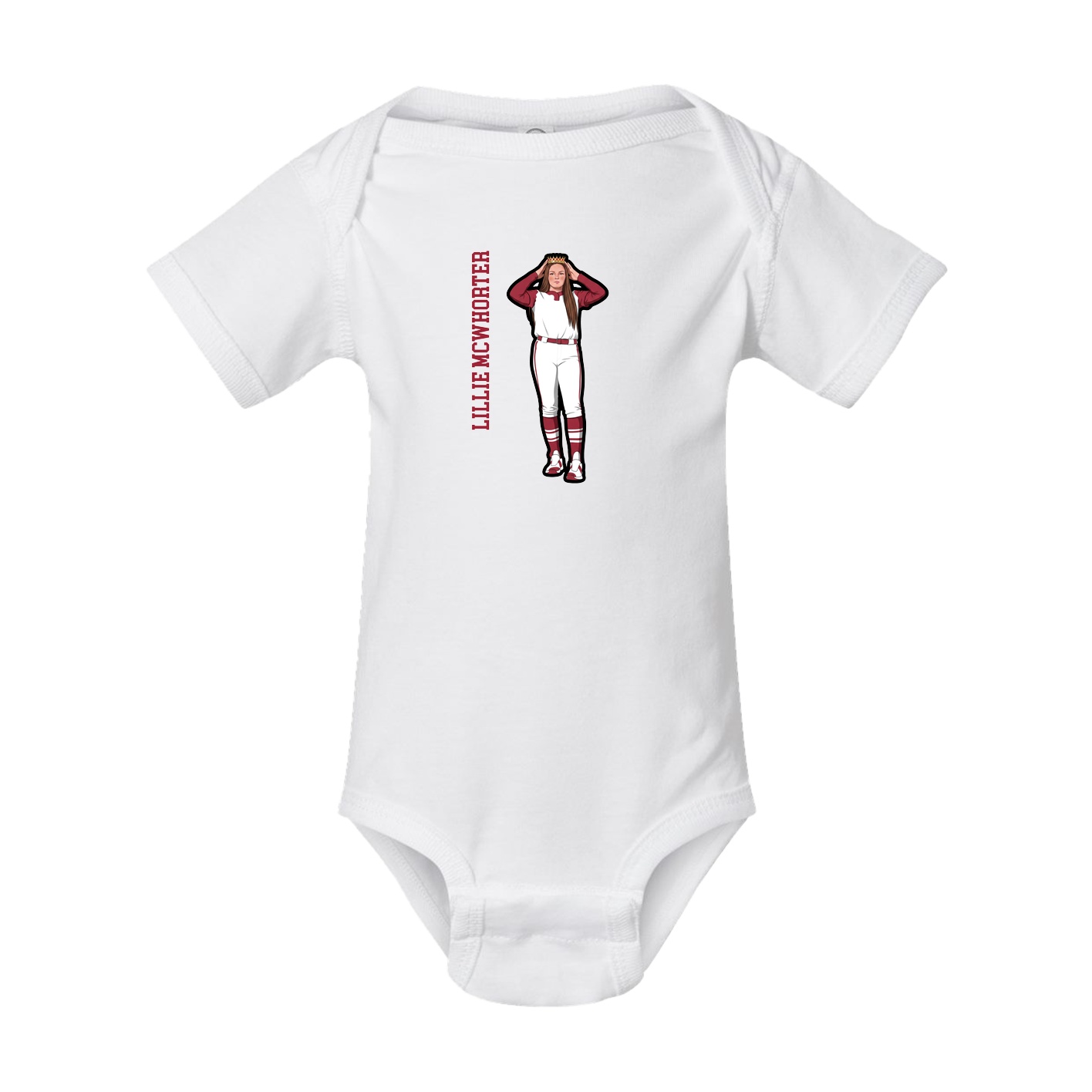 Baby Onesie — Name Vertical in White