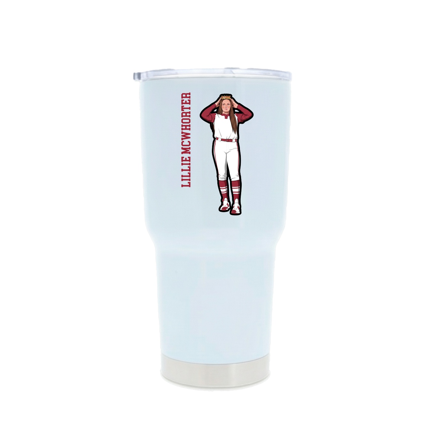 30oz Stainless Steel Tumbler — Name Vertical in White