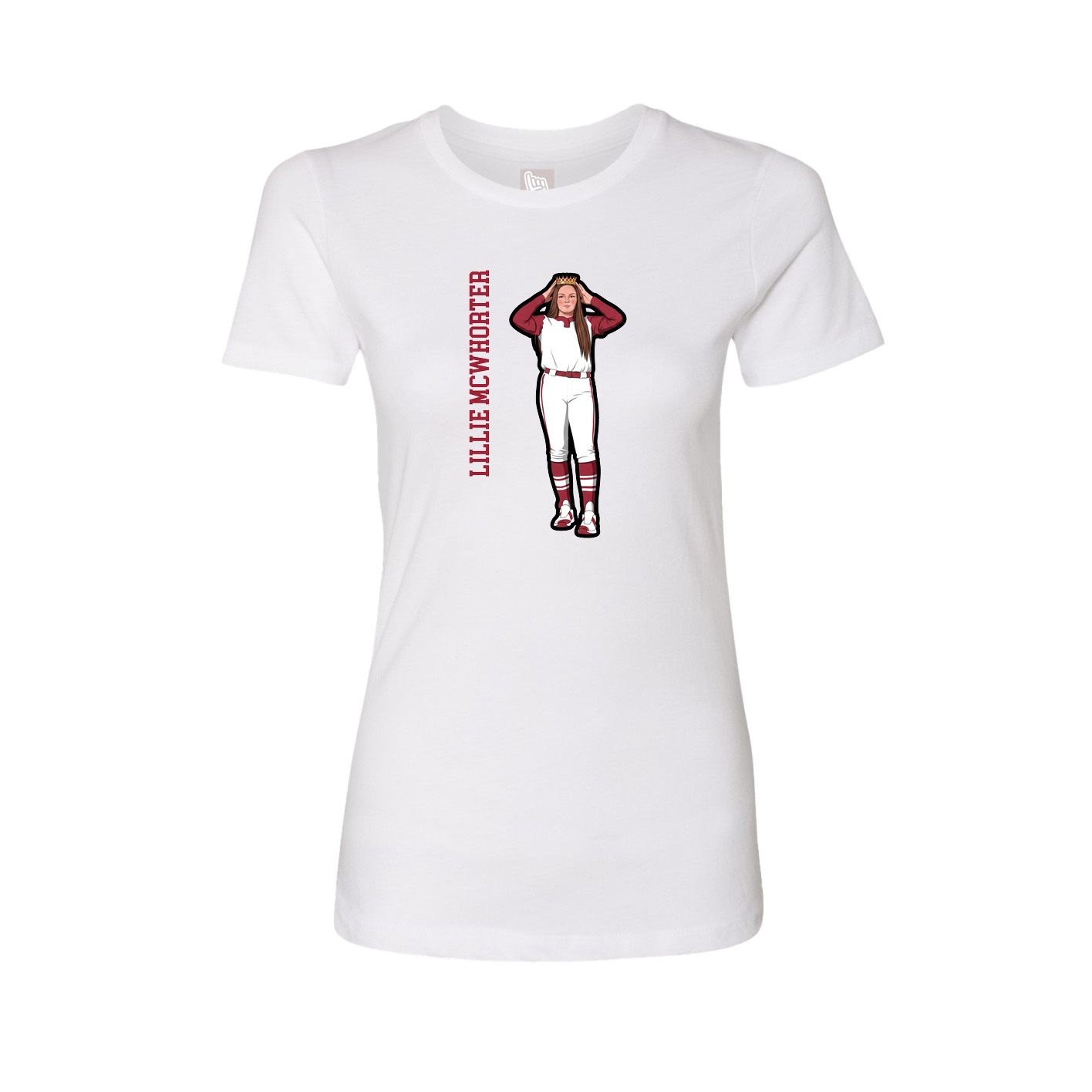 Fitted Women's Tee — Name Vertical in White