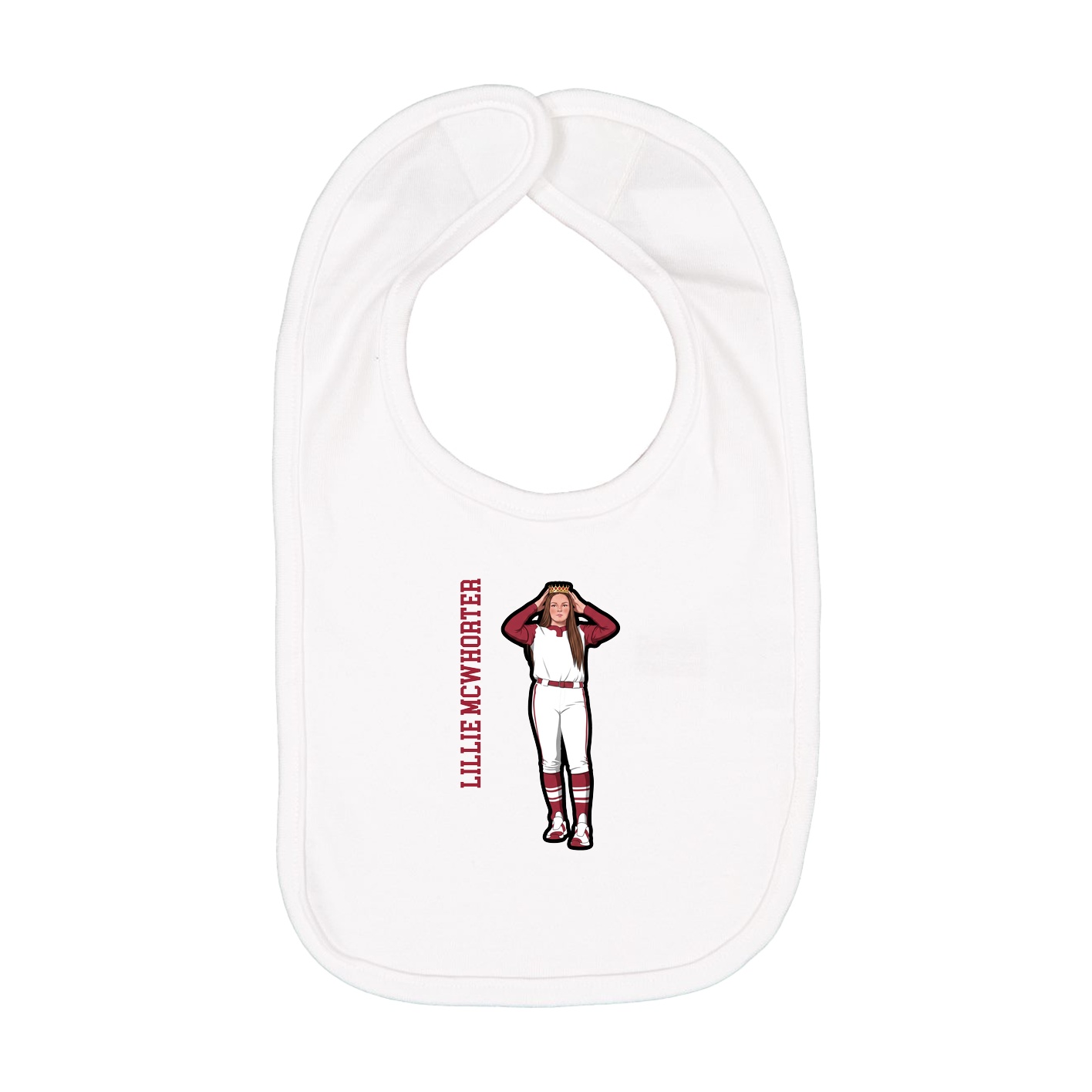 Infant Bib — Name Vertical in White