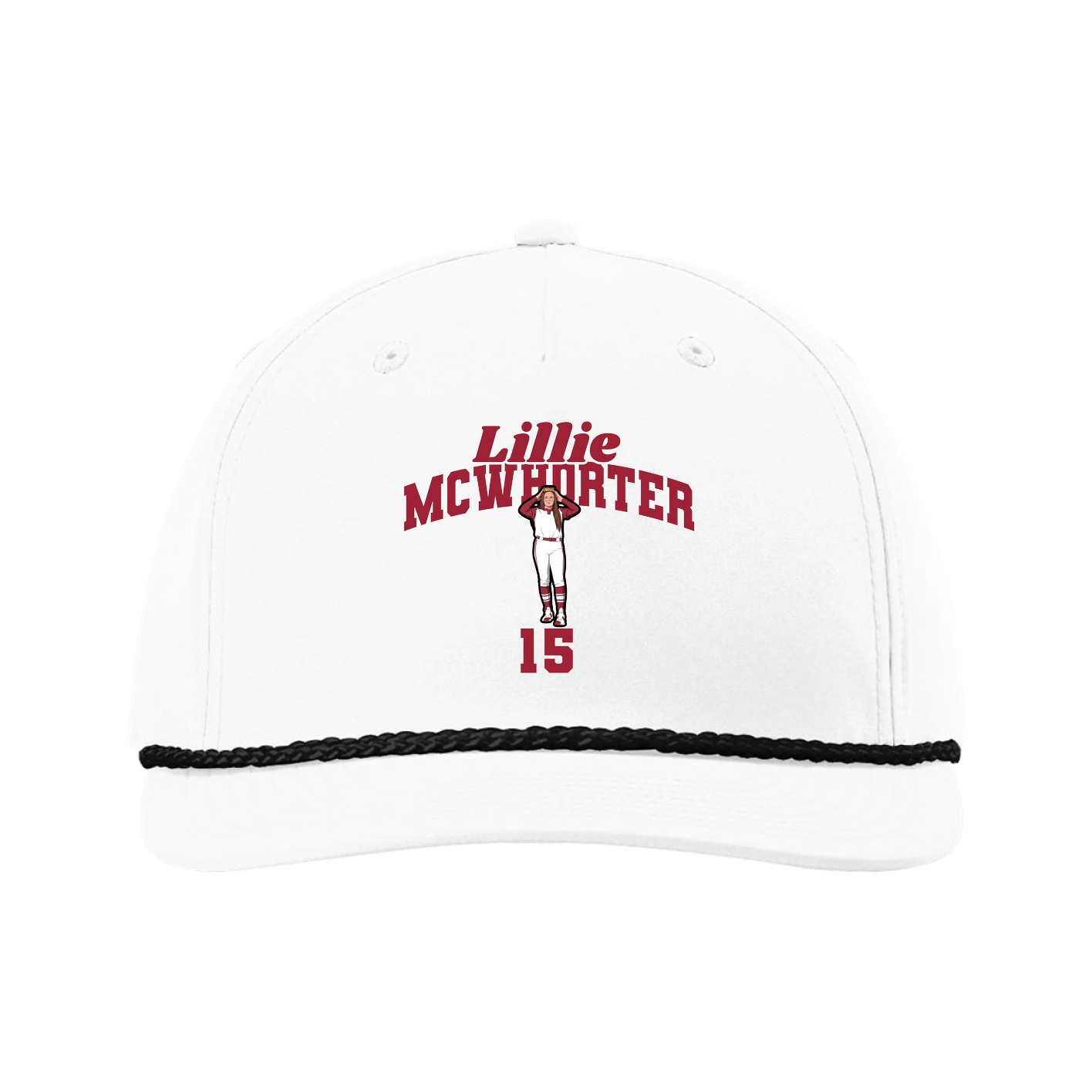 Five-Panel Classic Rope Cap — Signature Arch in White