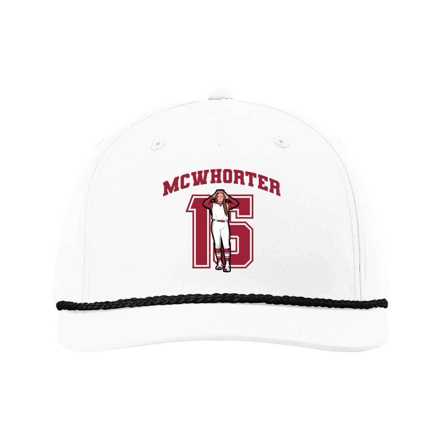 Five-Panel Classic Rope Cap — Number in White