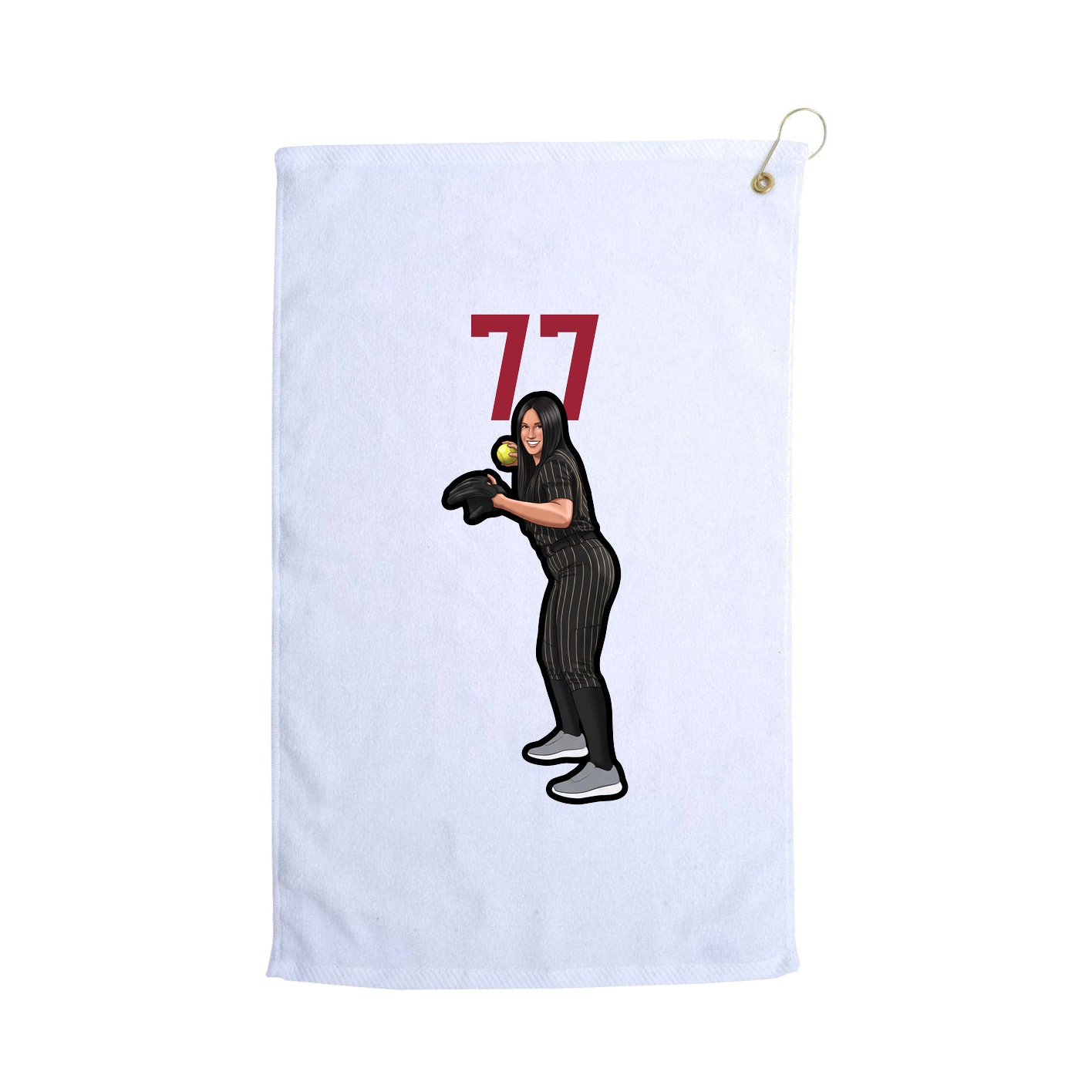 Golf Towel — Number Top in White