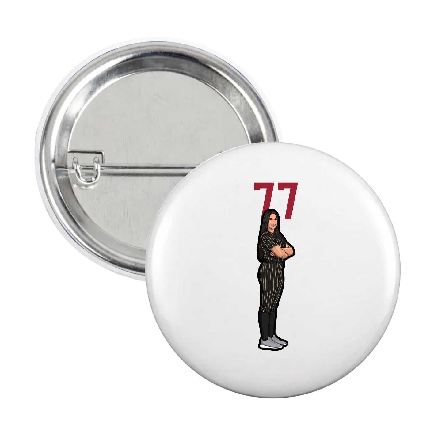 Game Day Button — Number Top in White