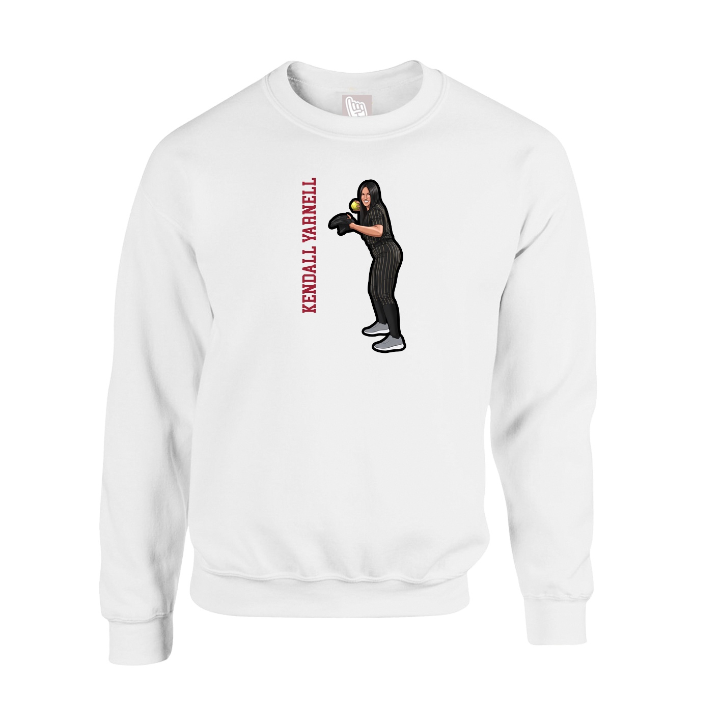 Fleece Crew — Name Vertical in White