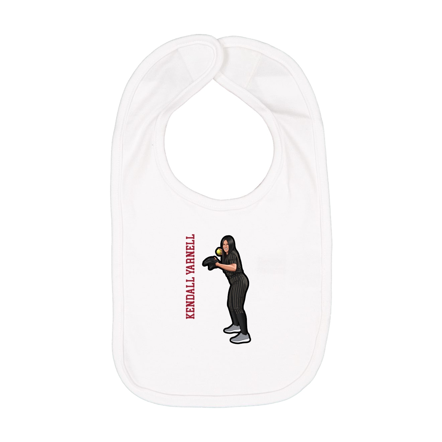 Infant Bib — Name Vertical in White
