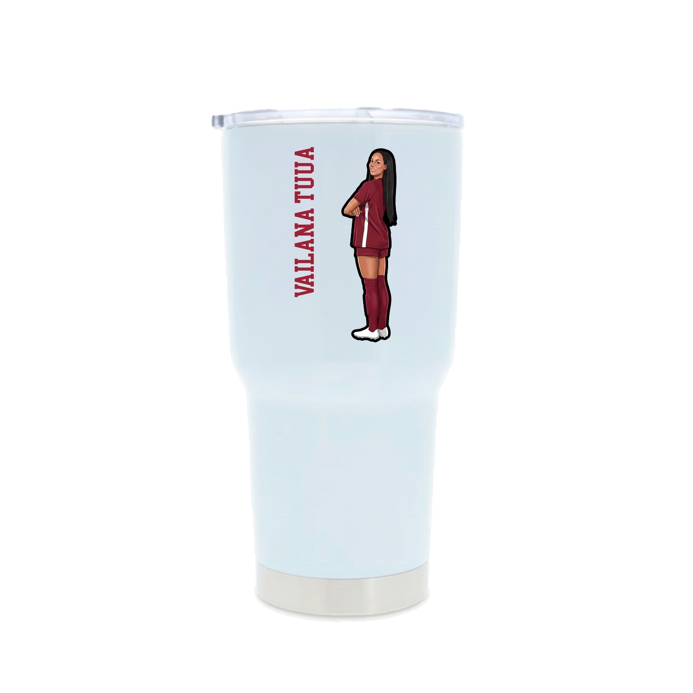 30oz Stainless Steel Tumbler — Name Vertical in White