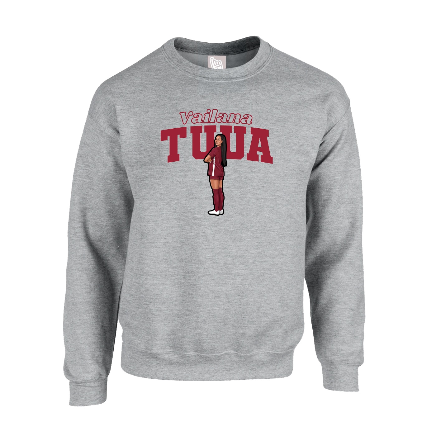 Fleece Crew — Name Arch in Grey