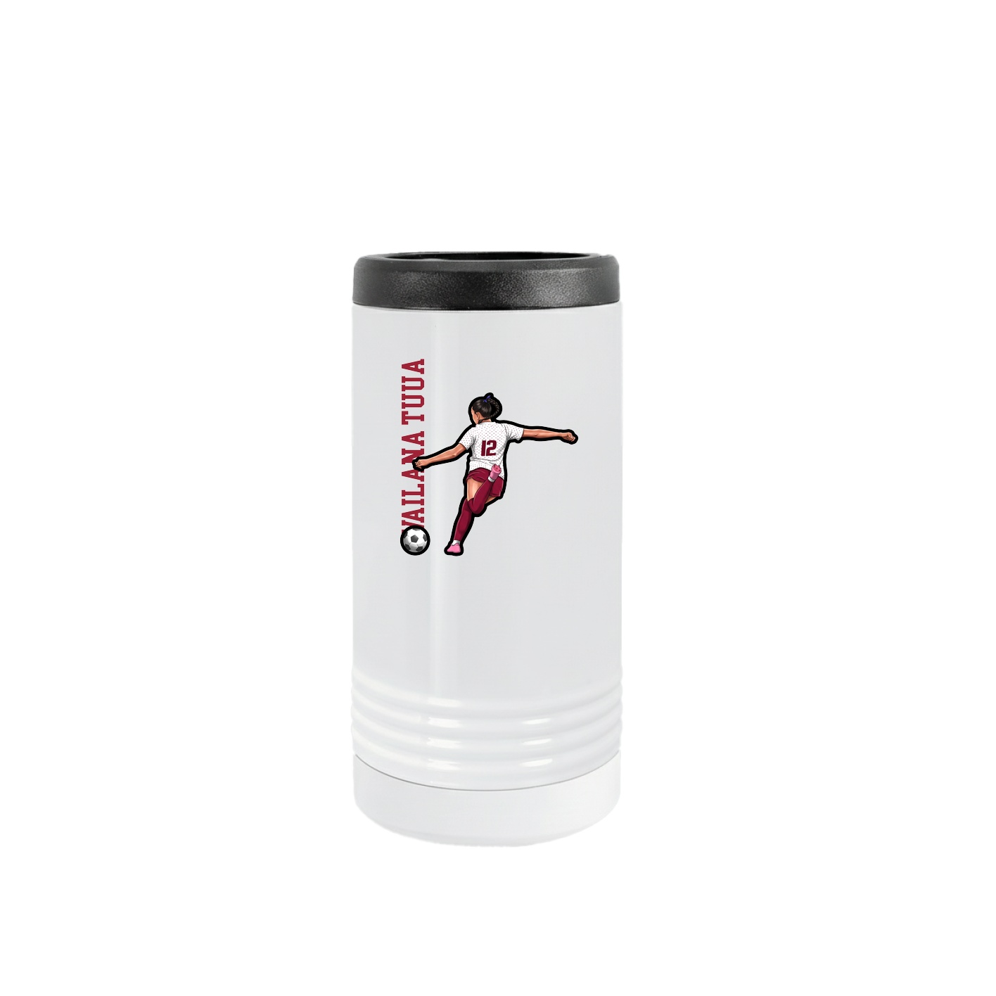 Slim Beverage Holder — Name Vertical in White
