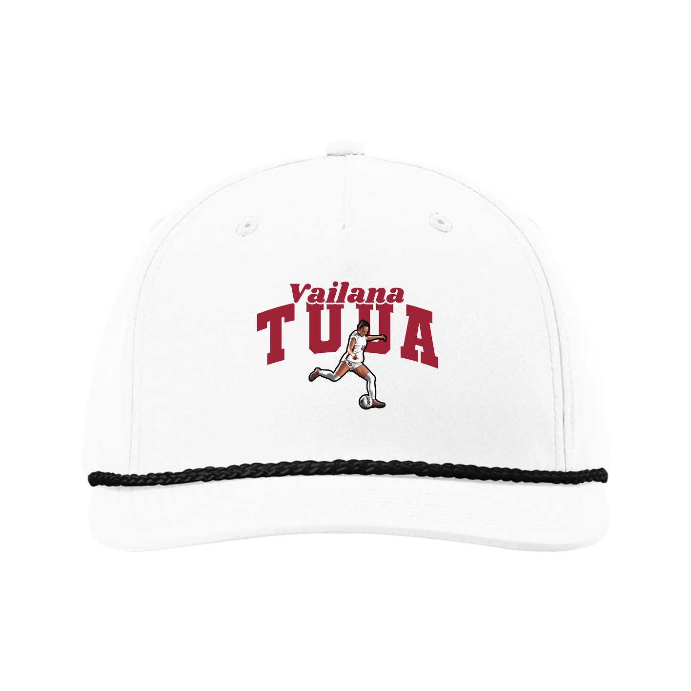 Five-Panel Classic Rope Cap — Signature Arch in White
