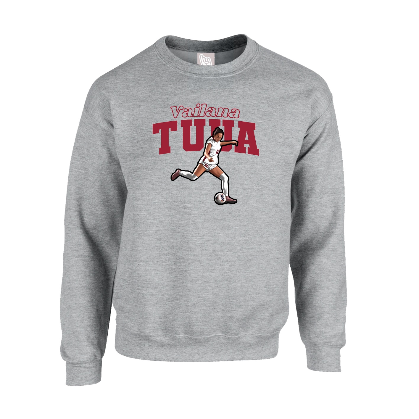 Fleece Crew — Name Arch in Grey