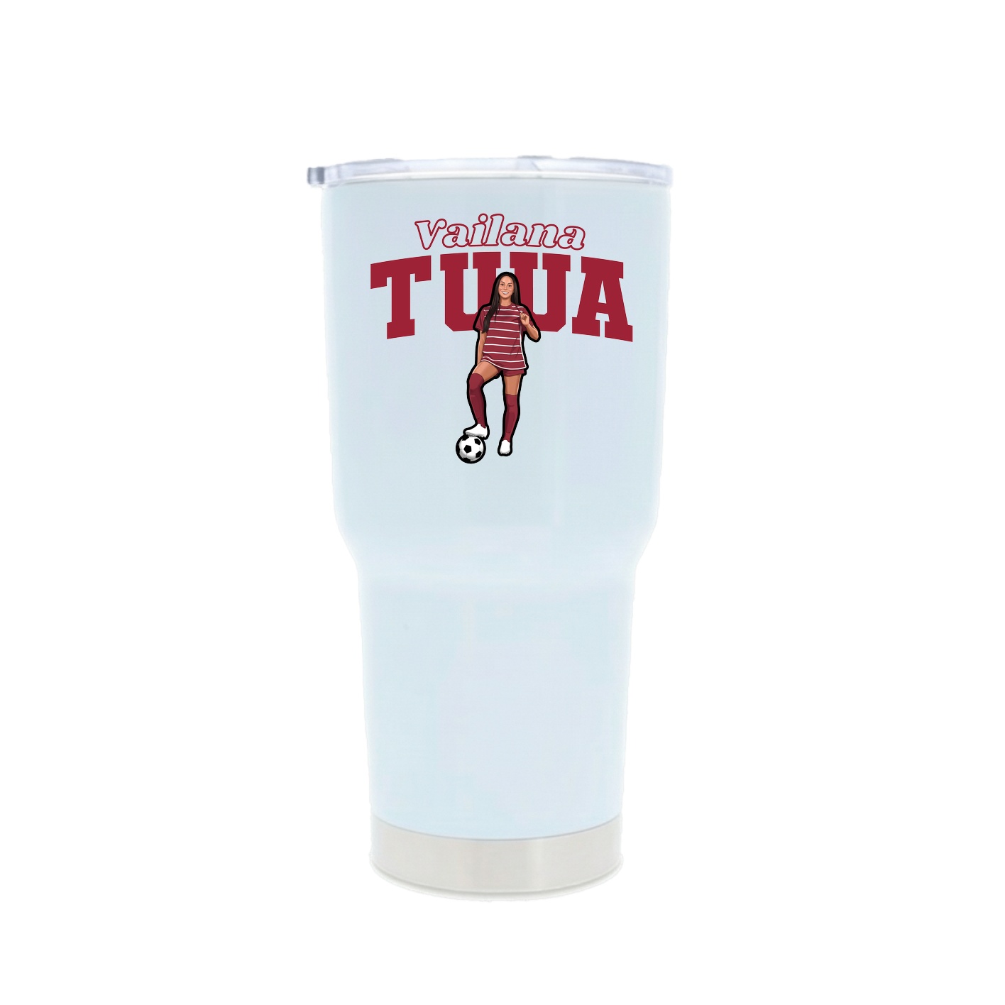 30oz Stainless Steel Tumbler — Name Arch in White