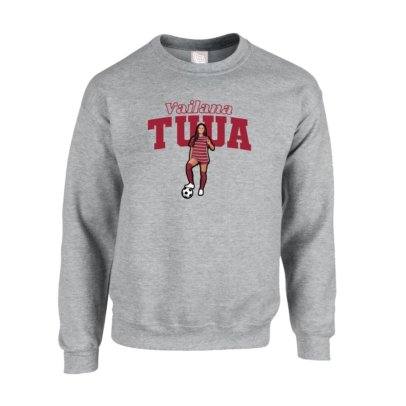 Fleece Crew — Name Arch in Grey